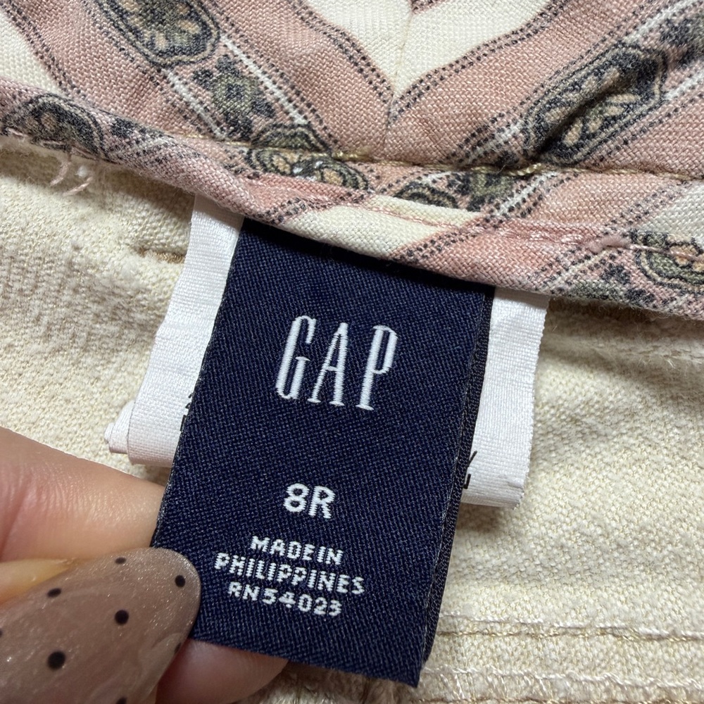 VTG Y2K GAP Cream Corduroy Mid Rise Flare Pants 8 Boot Cut Flap Pockets - Picture 7 of 9